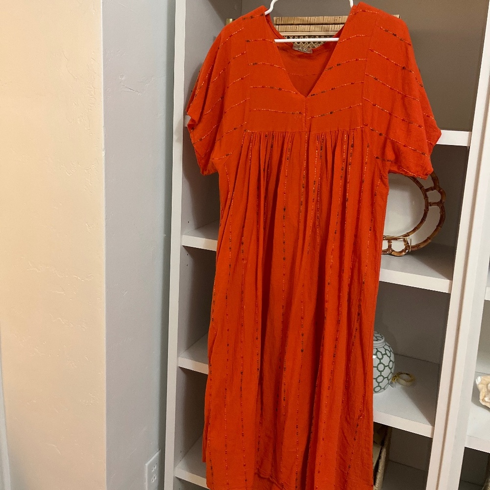Bought in Italy orange linen midi kaftan